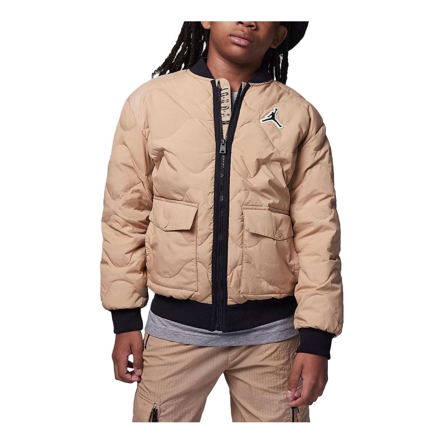 (GS) Air Jordan Casual Puffer Down Pocket Jacket 'Beige Brown' FZ6538-200