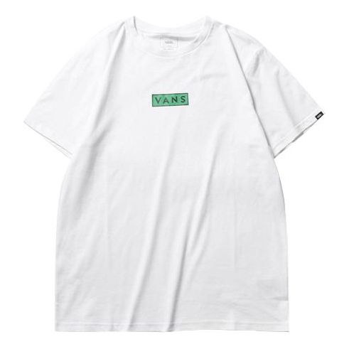 Vans Green Logo Printing Short Sleeve Couple Style White VN0A4MMCYAX