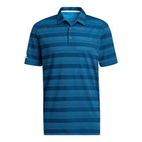 Men's adidas SS22 Stripe Logo Printing Short Sleeve Blue Polo Shirt H56792