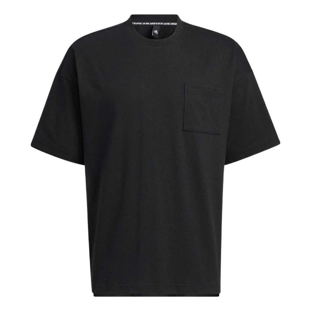 Men's adidas Solid Color Round Neck Casual Sports Short Sleeve Japanese Version Black T-Shirt HN0405