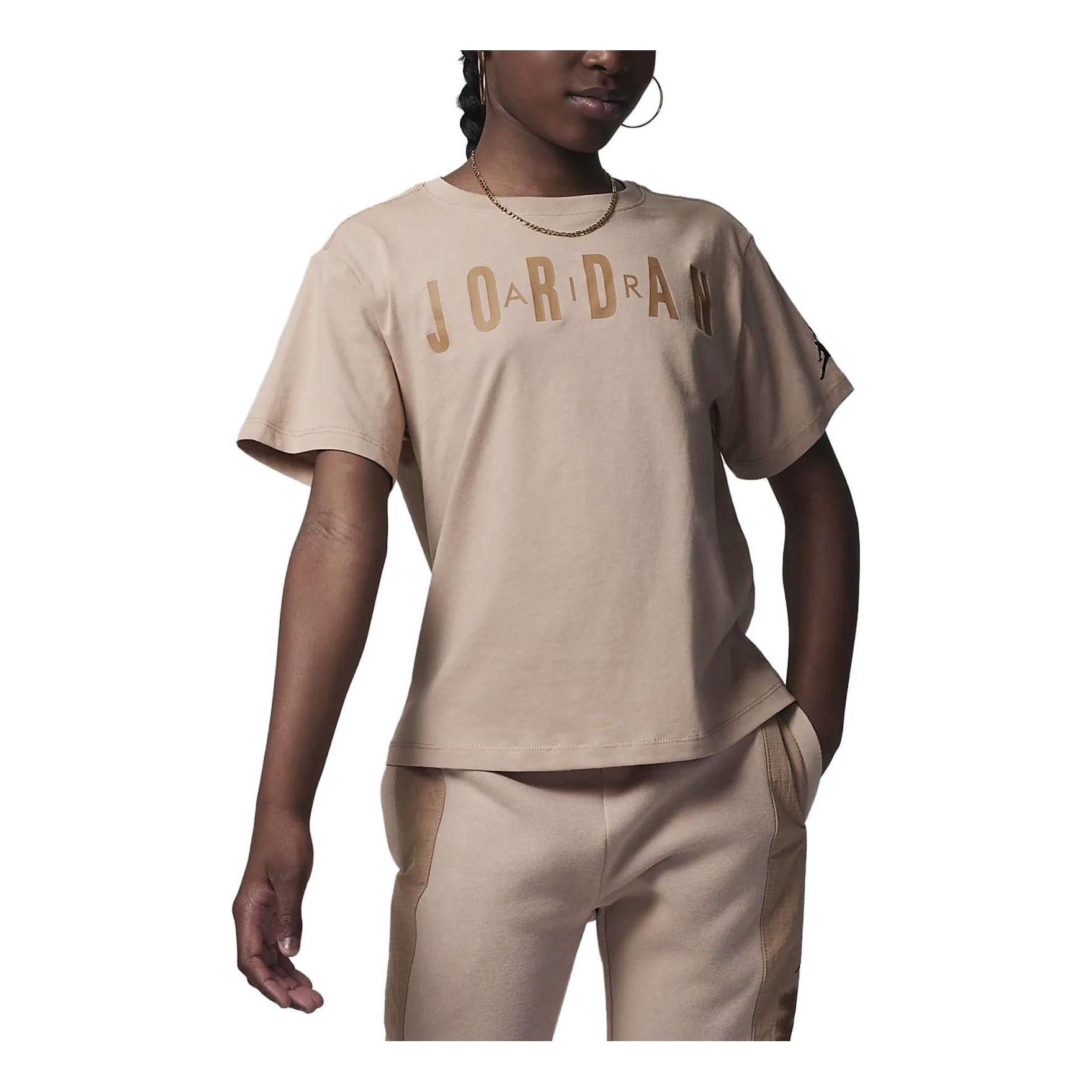 (GS) Air Jordan Post Up Boxy T-Shirt 'Beige' FV3272-200