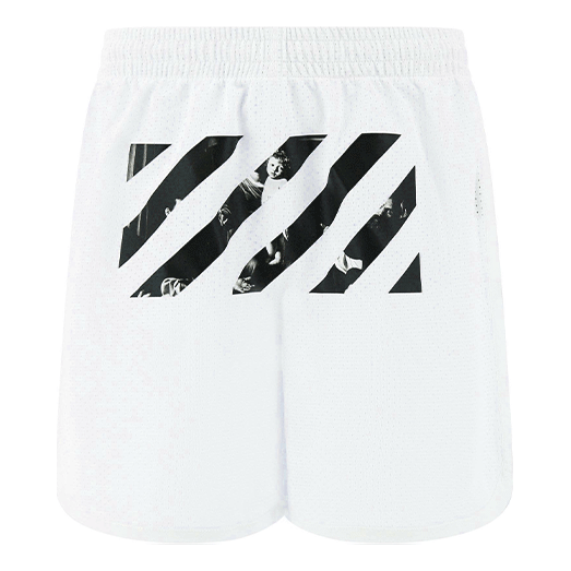 Off-White Logo Stripe Printing Pocket Shorts Loose Fit White OMCI005S201010050188