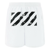 Off-White Logo Stripe Printing Pocket Shorts Loose Fit White OMCI005S201010050188