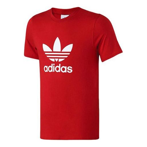 adidas originals Trefoil Chest Logo Sports Short Sleeve Red DX3609