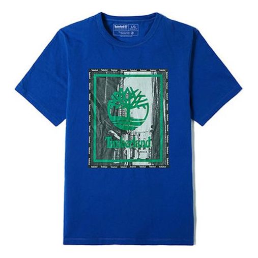 Men's Timberland Round Neck Printing Short Sleeve Blue A234Y454