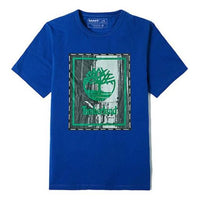 Men's Timberland Round Neck Printing Short Sleeve Blue A234Y454