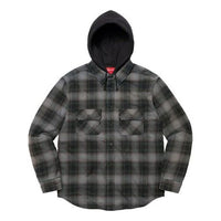 Supreme Hooded Flannel Zip Up Shirt 'Black Grey' SUP-FW21-263