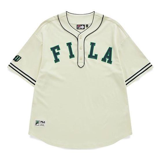Men's FILA FUSION Contrasting Colors Logo Loose Sports Short Sleeve White T11M132103F-IV
