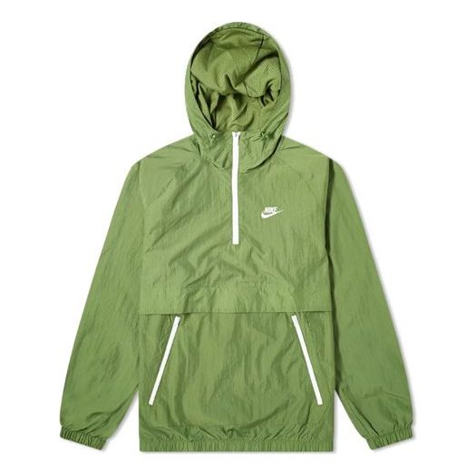 Nike Retro Woven Anorak Hooded Jacket For Men Green AR2212-326