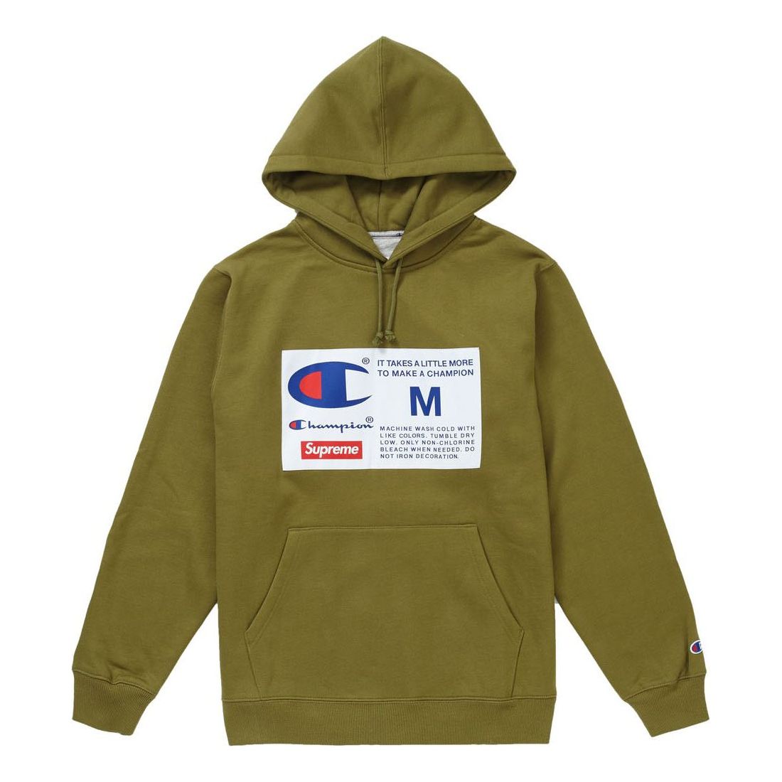 Supreme FW18 Champion Label Hooded Sweatshirt Olive SUP-FW18-1251