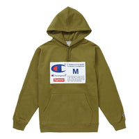 Supreme FW18 Champion Label Hooded Sweatshirt Olive SUP-FW18-1251