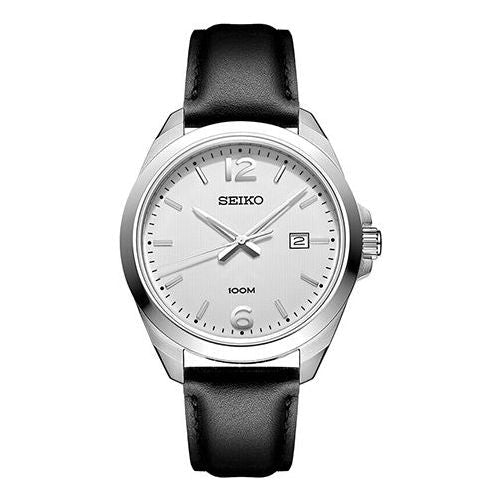 Men's SEIKO White Dial Belt Business Casual Watch SUR213P1