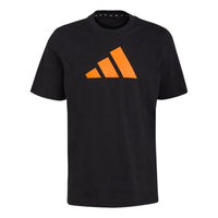 Men's adidas Geometry Logo Printing Round Neck Pullover Short Sleeve Japanese Version Black T-Shirt HF4757