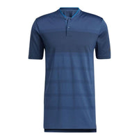 Men's adidas Solid Color Stand Collar Pullover Short Sleeve Navy Blue Polo Shirt H61757