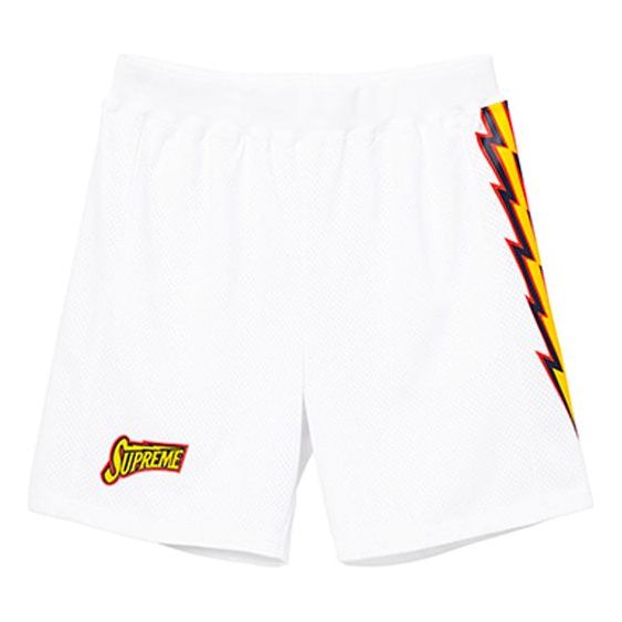 Supreme SS18 Bolt Basketball Short White Mesh Flash Sports Shorts Unisex SUP-SS18-408