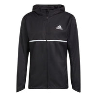 Men's adidas Logo Printing Casual Hooded Jacket Black H58592