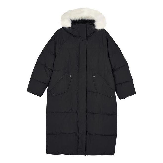 (WMNS) Skechers Sport Woven Long Down Jacket 'Black' L423W098-0018