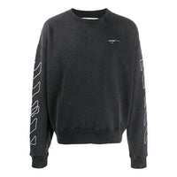 Men's Off-White Classic Stripe Logo Printing Pullover Black OMBA035F19E300111001