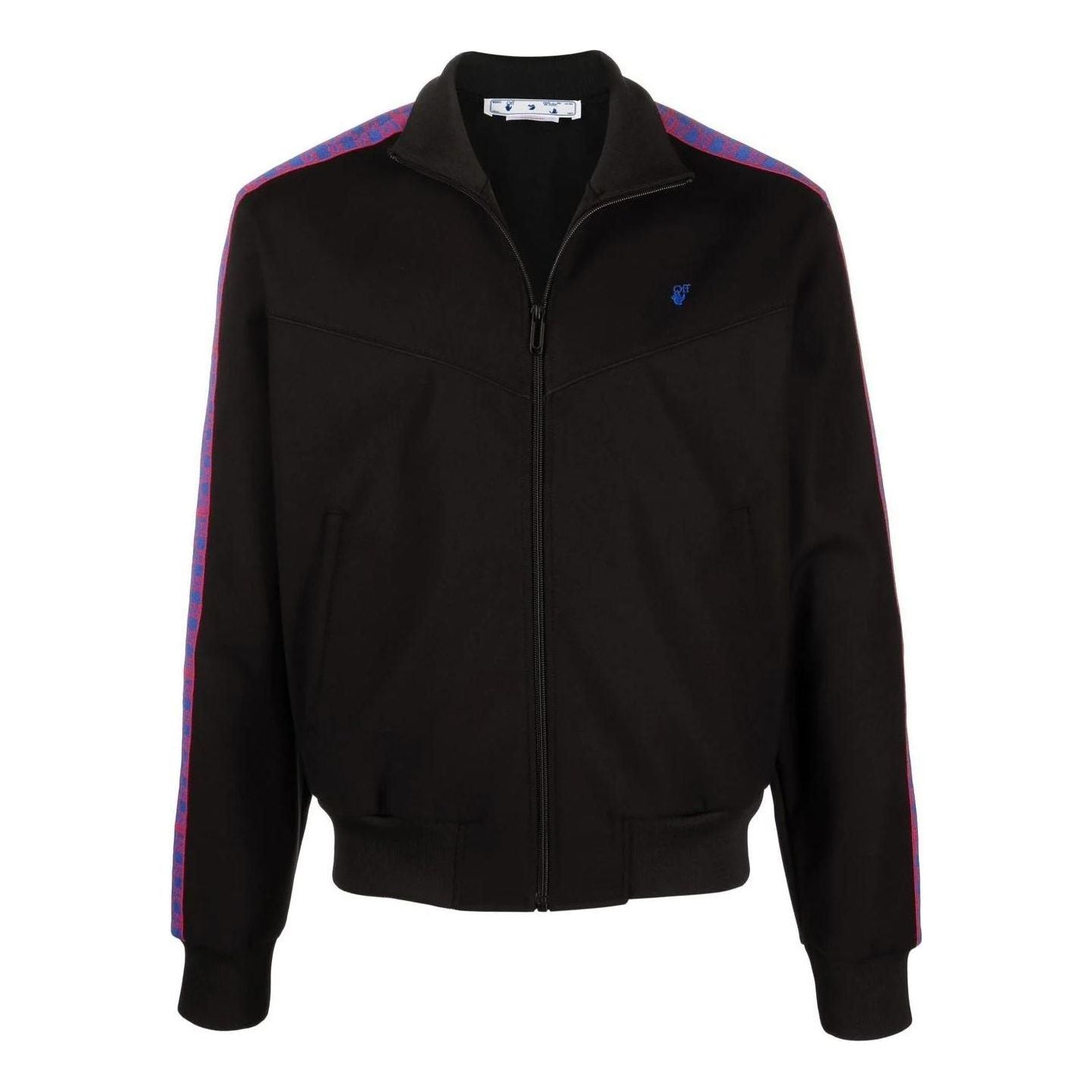 Men's Off-White SS22 Side Zipper Stand Collar Sports Jacket Black OMBD038S22FAB0011025