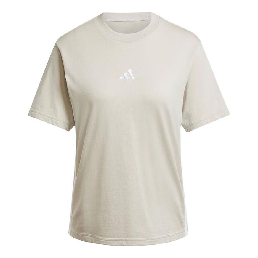 (WMNS) adidas Essentials 3-Stripes Cotton T-Shirt Asia Sizing 'Beige White' JE1237