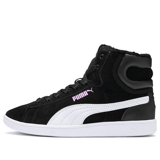 (PS) PUMA Vikky Mid Fur Fleeced Casual Board Shoes Black/White 366854-01