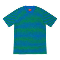 Supreme SS19 Logo Stripe S/S Top Logo Short Sleeve Unisex Blue SUP-SS19-10163