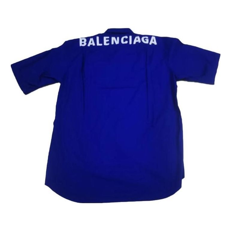 Balenciaga Back Logo Cotton Poplin Shirt 'Blue' 556913TEM164210