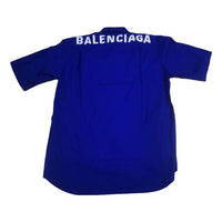 Balenciaga Back Logo Cotton Poplin Shirt 'Blue' 556913TEM164210