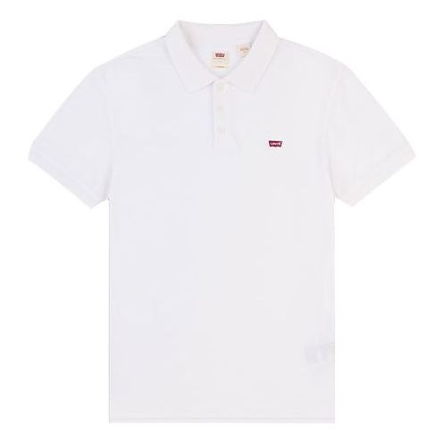 Men's Levis Red Flag Embroidered Pure Cotton Short Sleeve White Polo Shirt 35883-0003