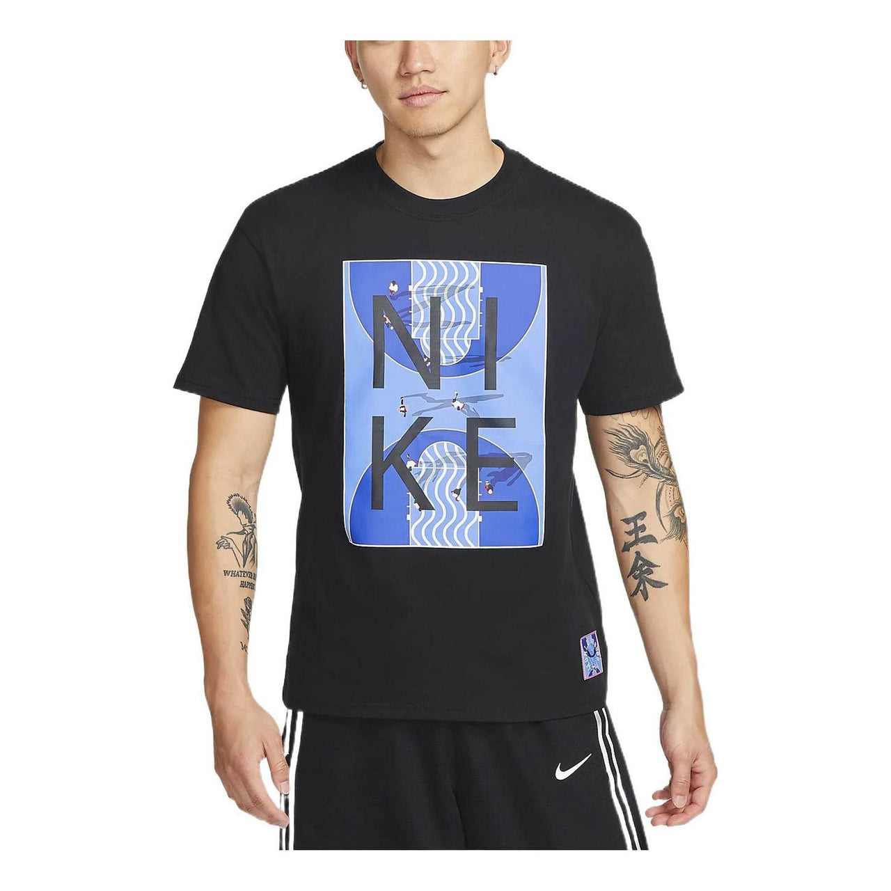 Men's Nike Alphabet Stadium Pattern Printing Athleisure Casual Sports Round Neck Short Sleeve Black T-Shirt DQ1890-010