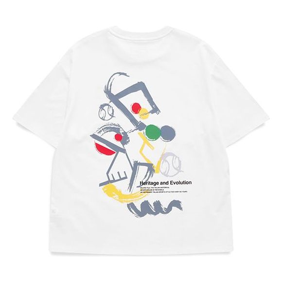 FILA FUSION Back Graffiti Printing Loose Sports Short Sleeve White T11W121103F-WT