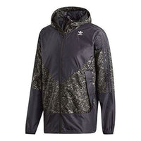 adidas originals Splicing logo Printing Casual Hooded Jacket Black DW5170