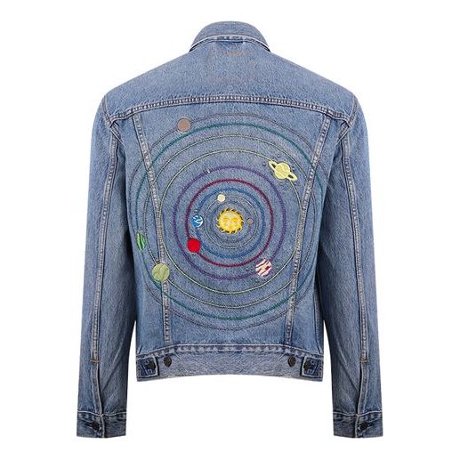 Men's Levis Loose Printing Denim Jacket Light Blue 72334-0568