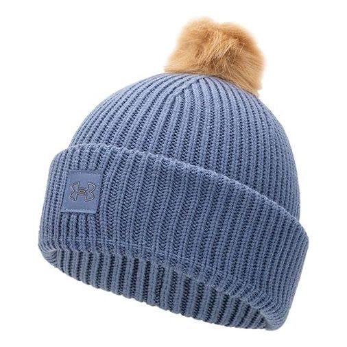 (WMNS) Under Armour ColdGear Infrared Halftime Ribbed Pom Beanie 'Blue' 1373098-767
