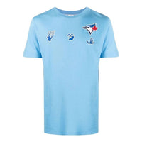 Men's Off-White SS22 Logo Printing Short Sleeve Blue T-Shirt OMAA027G21JER01040454045
