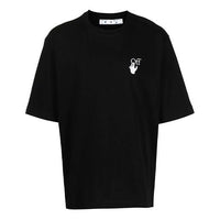 Men's Off-White Small Pattern Short Sleeve Black T-Shirt OMAA119F21JER0061001