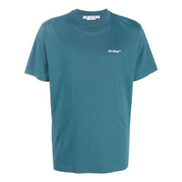 Men's Off-White SS22 Solid Color Arrow Logo Printing Short Sleeve Version Blue T-Shirt OMAA027F22JER01155015501