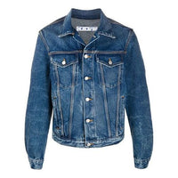 Off-White FW20 Printed Denim Jacket Men Navy OMYE054E20DEN0044910