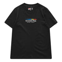 FILA FUSION Alphabet Printing Knit Sports Short Sleeve Black T11W121101F-BK