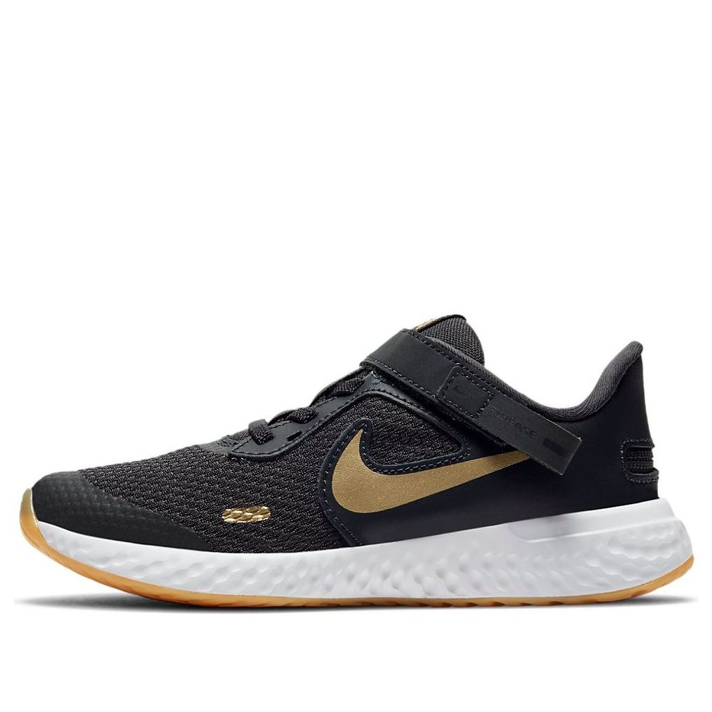 (PS) Nike Revolution 5 FlyEase 'Black White Gold' CQ4648-006