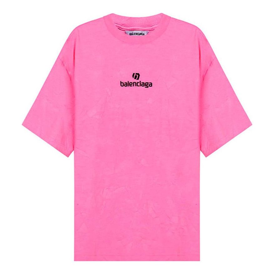 Balenciaga SS21 Embroidery Round Neck Pink 641532TJVA95764