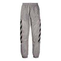Off-White SS21 Logo Printing Stripe Sports Long Pants light grey OMCJ001R21FAB0010610