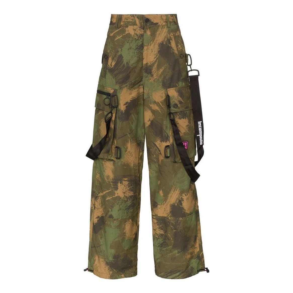 Men's Off-White SS22 Pattern Printing Cargo Casual Pants/Trousers Loose Fit Green OMCF009E19A660189901