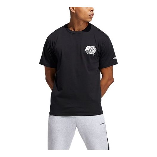 adidas originals Logo Alphabet Printing Round Neck Short Sleeve Black H16230