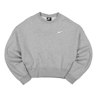 (WMNS) Nike Casual Sports Logo Round Neck Fleece Hoodie light grey Gray CK0168-063