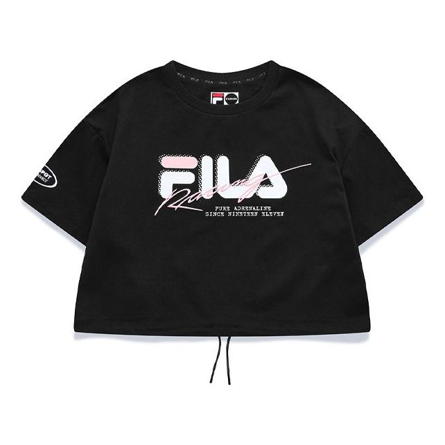 (WMNS) FILA FUSION SS21 Knit Sports Short Sleeve Black T11W123110F-BK
