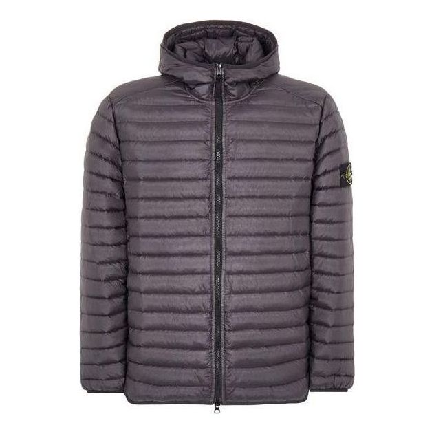 STONE ISLAND Logo Patch Lightweight Hooded Down Jacket 'Dark Grey' 771540324-V0065