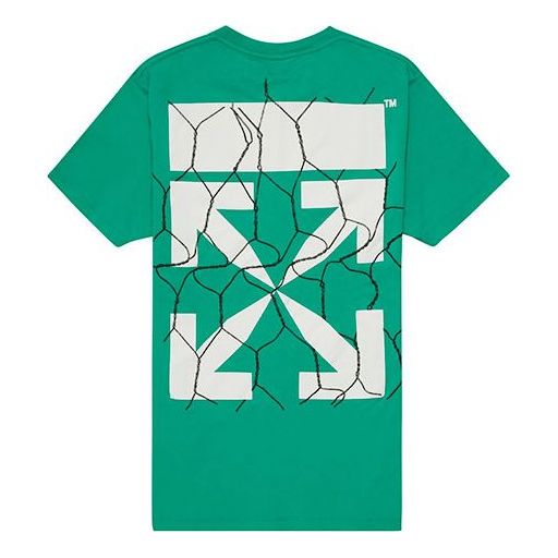 Off-White Green Fence Arrows T-Shirt Arrow Printing Short Sleeve OMAA027S201850024401
