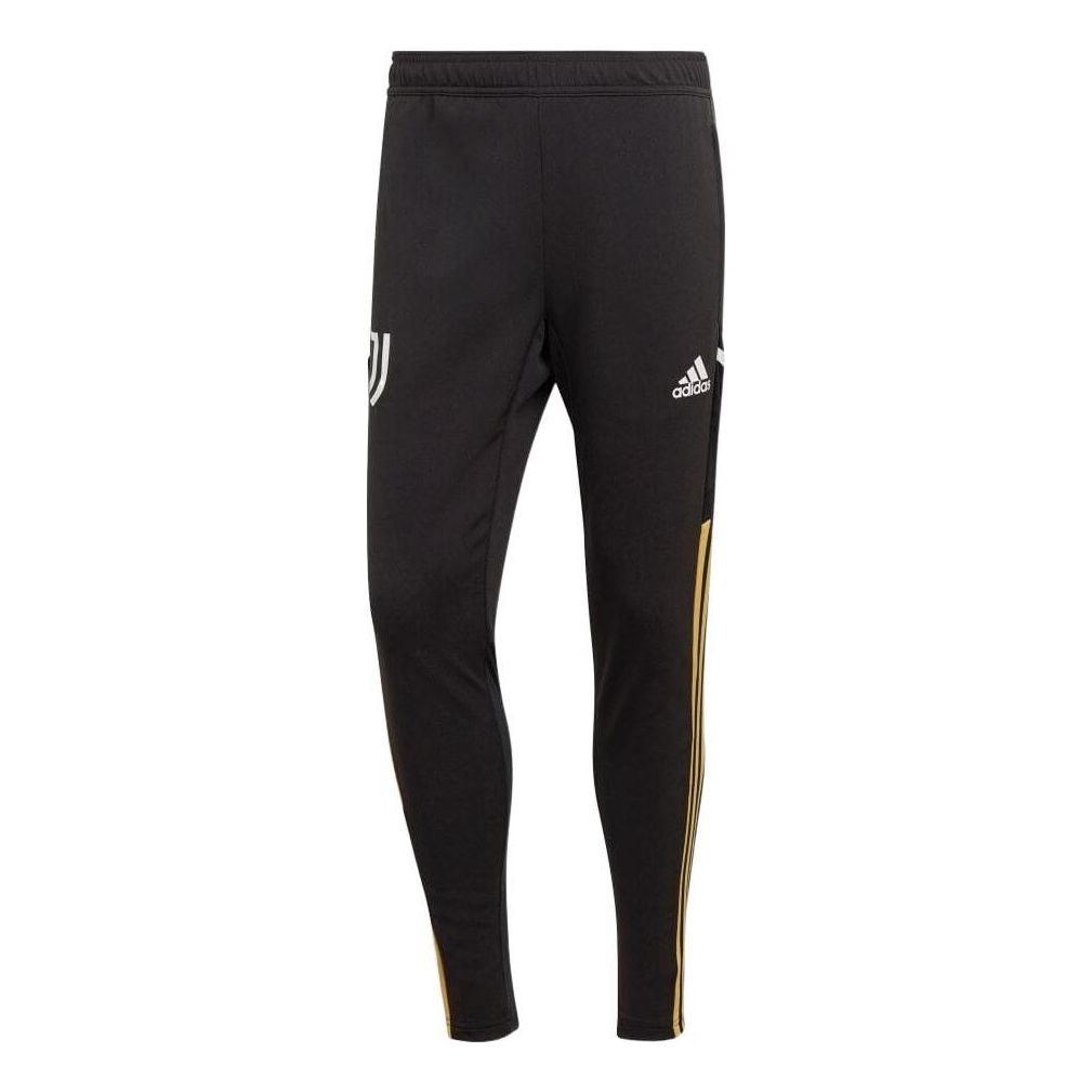 Men's adidas Contrasting Colors Stripe Logo Straight Soccer/Football Pants Juventus Black HG1355