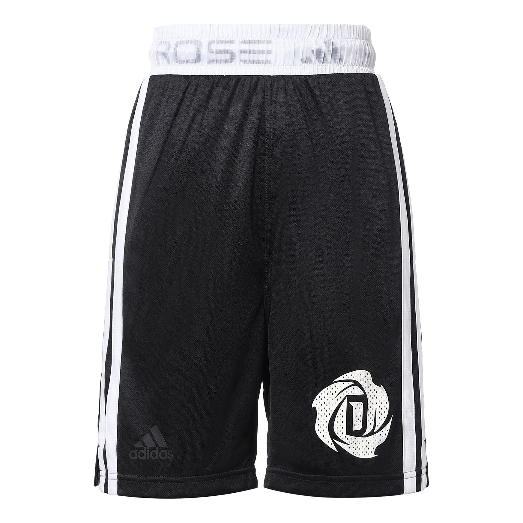 Men's adidas Rose Short Ross Stripe Patchwork Print Loose Basketball Sports Shorts Black GV4650